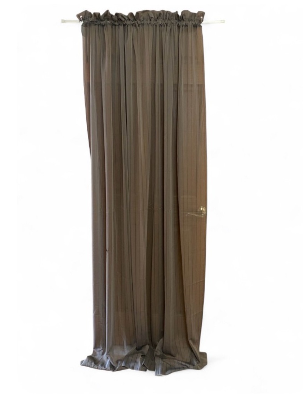 Makenzie Voile Sheer Curtain Panel 54x84 Dark Taupe Pinstripe Single